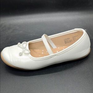 Girls White Ballet Flat with Bow - Comfortable Kids Shoe Wonder Nation Size 12